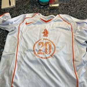 Nike White and Orange Netherlands #20 Football Jersey